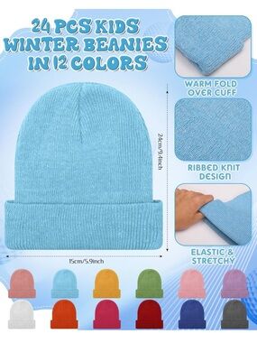 Kids Winter Beanies 24 Count